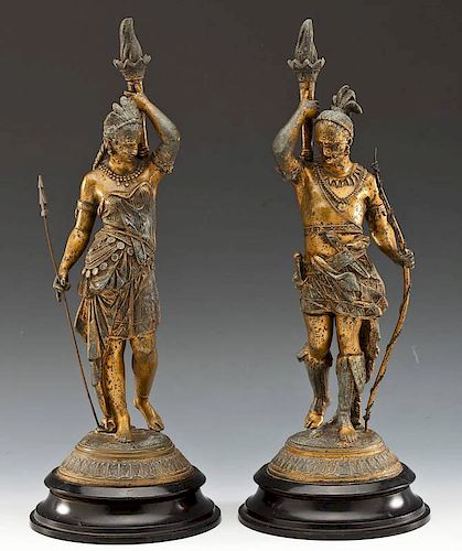 Bronzed Cast Metal Native American Figures
