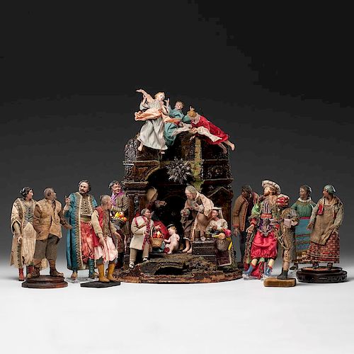 Italian Crèche with Figures and Accessories