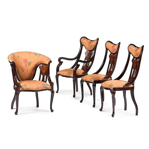 Art Nouveau-style Inlaid Chairs