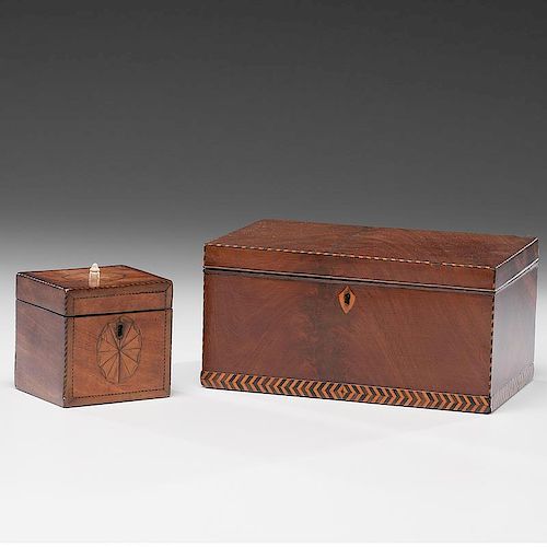 Mahogany Dresser Box and Tea Caddy