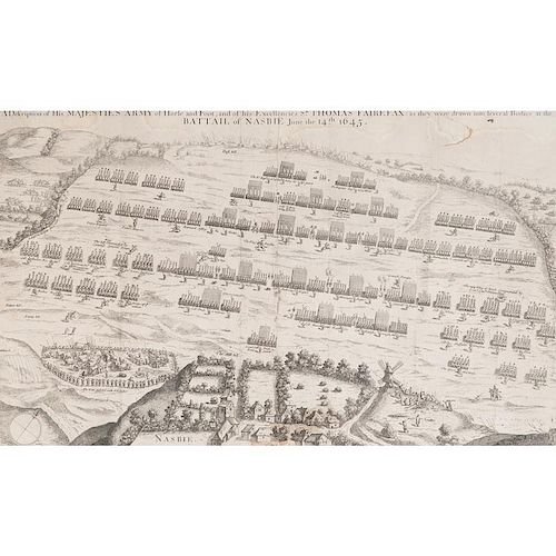 Engraving Depicting the Battle of Naseby, 17th Century