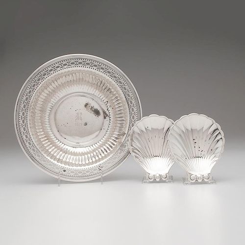 Sterling Fruit Bowl and Shell-Form Dishes