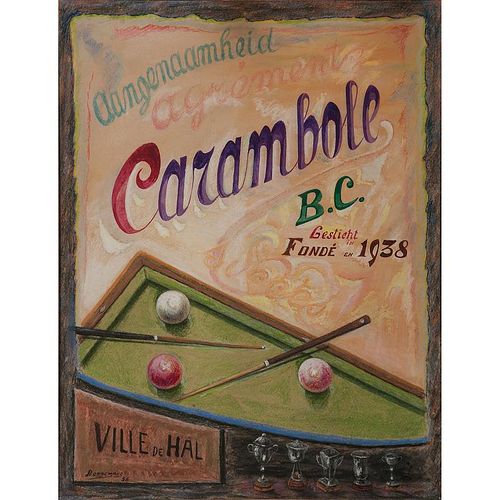 Pastel Advertisement for Carambole B. C., Signed Borremans