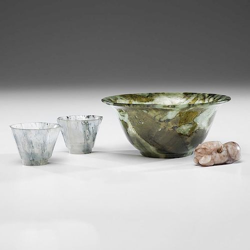 Spinach Jade Bowl and Cups, Plus