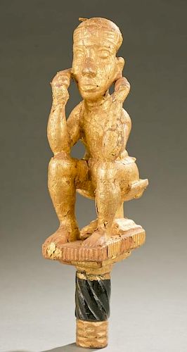Akan gold leaf seated figure and sword handle, 20t