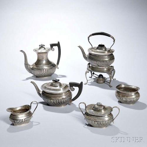 Six Piece George VI Sterling Silver Tea and Coffee Service