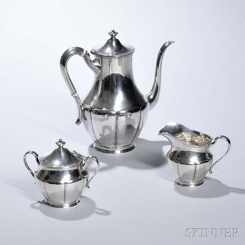 Three-piece Arts and Crafts Sterling Silver Coffee Service