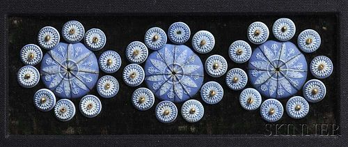Framed Group of Wedgwood Blue Jasper Dip Medallions/Buttons