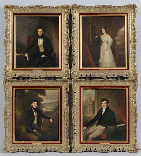 William Moore (American, 1790-1851)      Set of Four Portraits of the Long Family:  Edwina, Roger, Herbert, and Harry