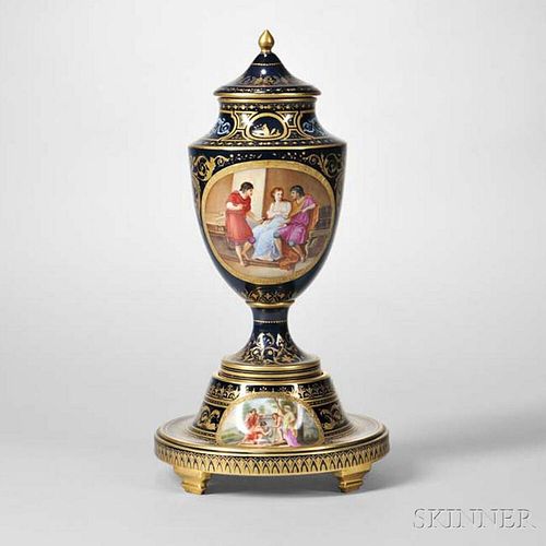 Vienna Porcelain Vase, Cover, and Stand