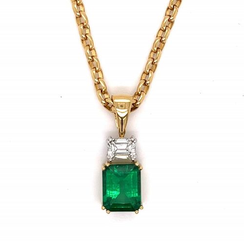 Bassett’s 18K GIA Cert. Diamond Emerald Necklace