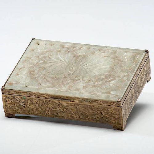 Copper Hinged Box with Jade Lid 
