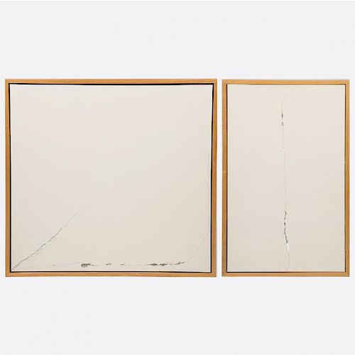 William Radawec (1952-2011) Two Artworks from the 'Crack Up (office above window)' Series, Latex enamel Navajo white paint, color pencil, pencil and c