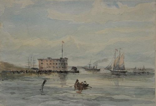 Mid to late 19th century  pair of small watercolors,