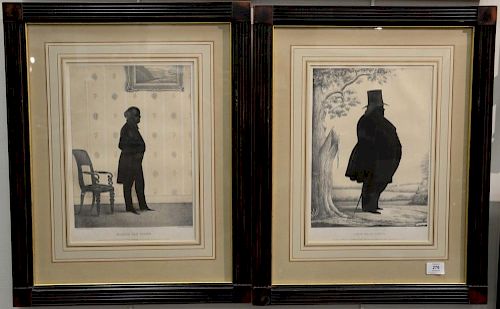 After William Henry Brown, set of ten Kellogg silhouette lithographs with tint stone, Felix Grundy; De Witt Clinton; Dixon Hall Lewi...