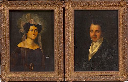 Pair of Early 19th C Portraits by Mejanel