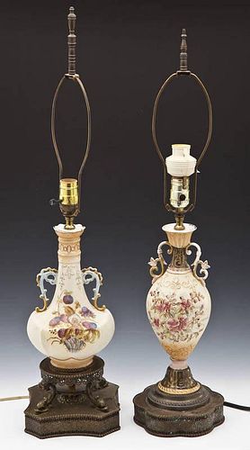 Pair of Royal Worcester Style Lamps