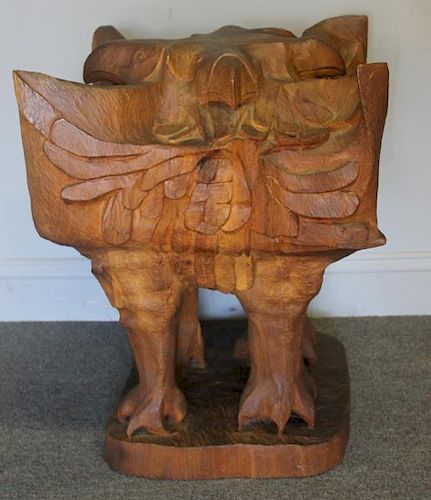 BASKIN, Leonard. Large Carved Wood 4 Sided Crow