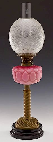 Victorian Pink Cased Glass Oil Lamp