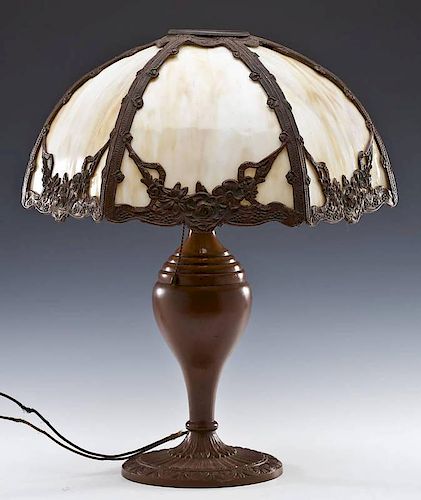 Sale M Bros. Slag Glass Table Lamp