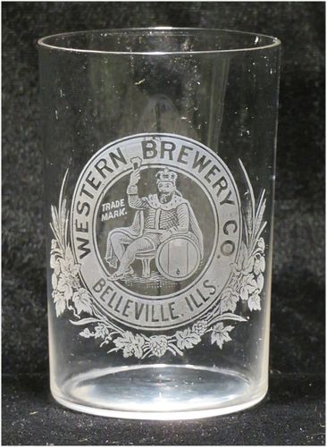 1900 Western Brewery Co. 3¾ Inch Etched Drinking Glass, Belleville, Illinois