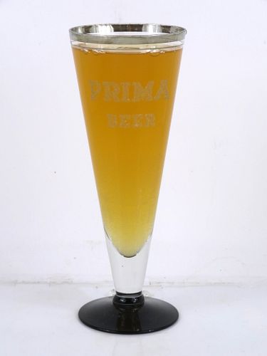 1933 Prima Beer 7¾ Inch Etched Drinking Glass, Chicago, Illinois