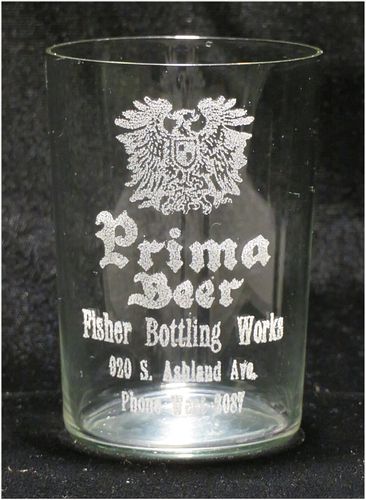 1917 Prima Beer 3½ Inch Etched Drinking Glass, Chicago, Illinois