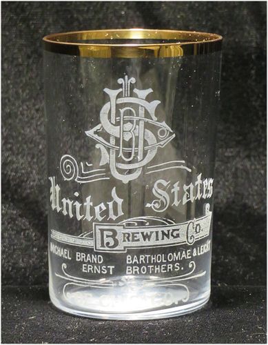 1910 Michael Brand/Bartholomae & Leicht/Ernst Bros. 3½ Inch Etched Drinking Glass, Chicago, Illinois