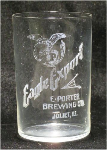 1905 Eagle Export Beer 3½ Inch Etched Drinking Glass, Joliet, Illinois