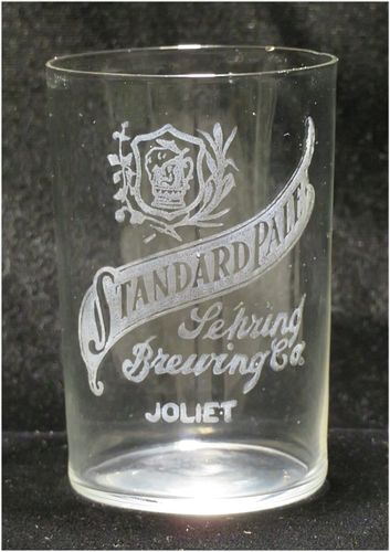 1908 Sehring's Standard Pale Beer 3½ Inch Etched Drinking Glass, Joliet, Illinois