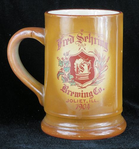 1904 Greetings Fred. Sehring Brewing Co. 5 Inch Stein, Joliet, Illinois