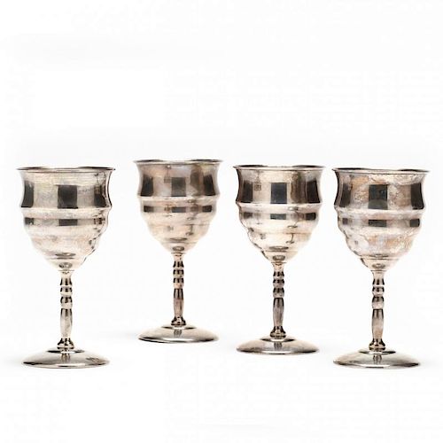 Set of Four Sterling Silver Goblets