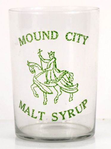 1930 Mound City Malt Syrup Pebble 3¾ Inch Etched Drinking Glass, New Athens, Illinois