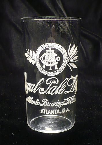 1899 Royal Pale Lager Beer 4 Inch Etched Drinking Glass, Atlanta, Georgia