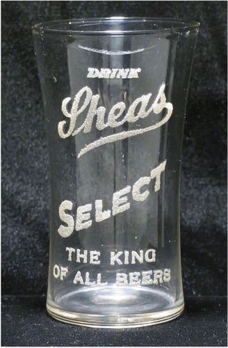 1926 Sheas Select Beer 4½ Inch Etched Drinking Glass, Winnipeg, Manitoba