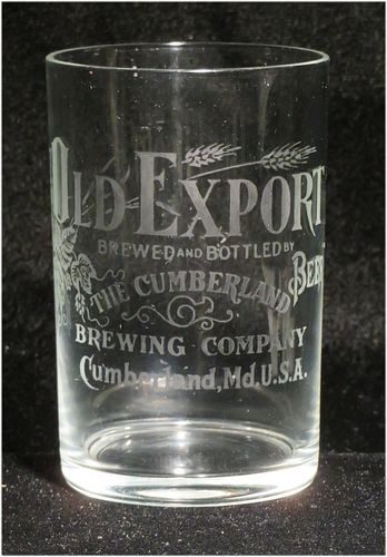 1908 Old Export Beer 3½ Inch Etched Drinking Glass, Cumberland, Maryland