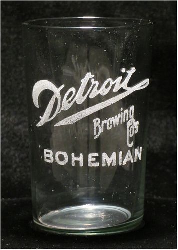 1900 Bohemian Beer 3¾ Inch Etched Drinking Glass, Detroit, Michigan