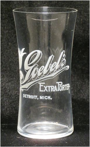 1910 Goebel's Extra Porter 4¼ Inch Etched Drinking Glass, Detroit, Michigan