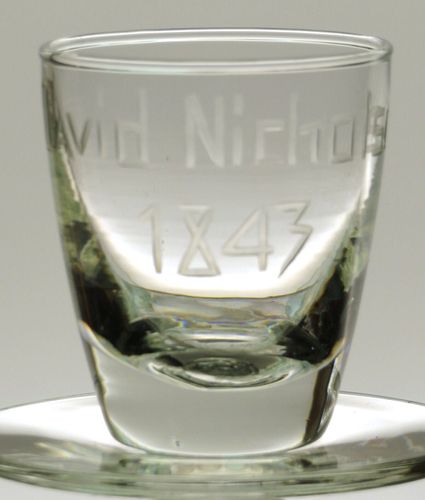 1890 David Nicholson Handmade Whiskey Shotglass Saint Louis, Missouri