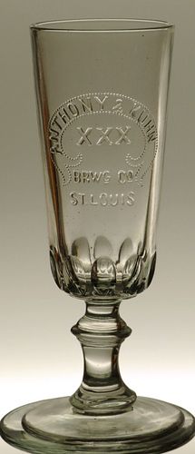 1895 Anthony & Kuhn XXX Beer 6¾ Inch Embossed Glass, Saint Louis, Missouri