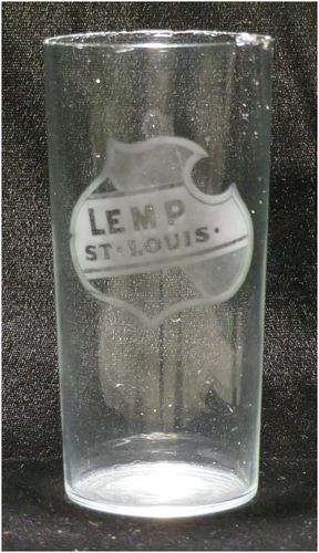 1905 Lemp Beer 4¾ Inch Etched Drinking Glass, Saint Louis, Missouri