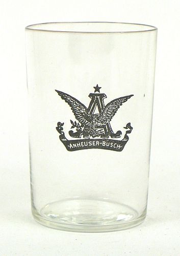 1896 A and Eagle black 3½ Inch Etched Drinking Glass, Saint Louis, Missouri