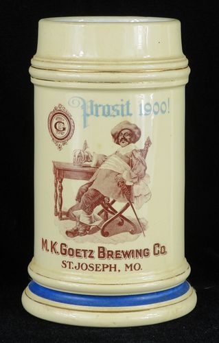 1900 M. K. Goetz Prosit! 6 Inch Stein, St. Joseph, Missouri