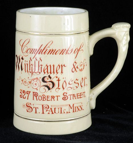 1900 Muhlbauer & Stosser Saloon St. Paul Minnesota 4 Inch Stein