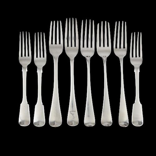 Eight Georgian Silver Forks