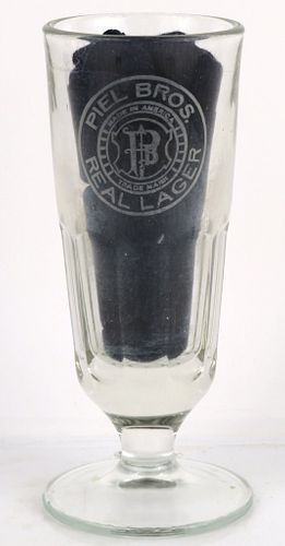 1896 Piel Bros. Real Lager Beer 7 Inch Etched Drinking Glass, Brooklyn, New York