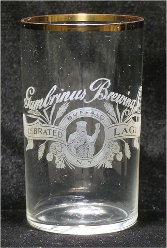 1900 Gambrinus Brewing Co. 4 Inch Etched Drinking Glass, New York, New York