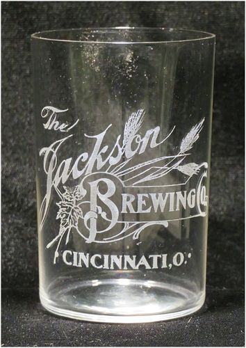 1900 Jackson Brewing Co. 3½ Inch Etched Drinking Glass, Cincinnati, Ohio