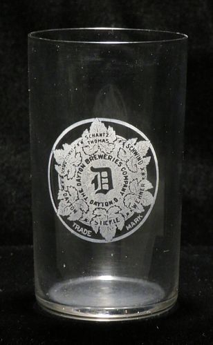 1904 Dayton Breweries Co. 4 Inch Etched Drinking Glass, Dayton, Ohio