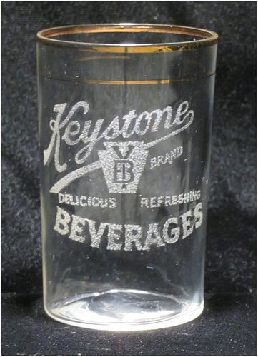 1933 Keystone Beverages 3¾ Inch Etched Drinking Glass, Pittsburgh, Pennsylvania
